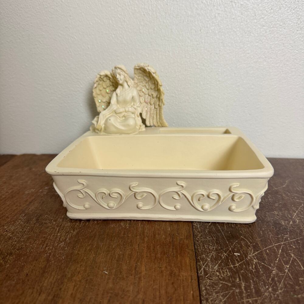 Angelstar Angel‎ Desk Event Decorative Organizer Dish Cream Resin with Glitter